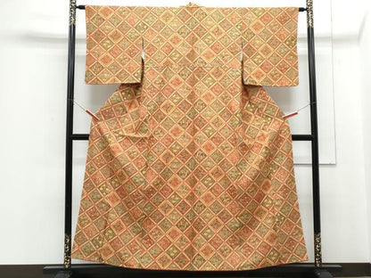 平和屋着物■上質な小紋 紬地 天井花文 正絹 逸品 CABF1739th