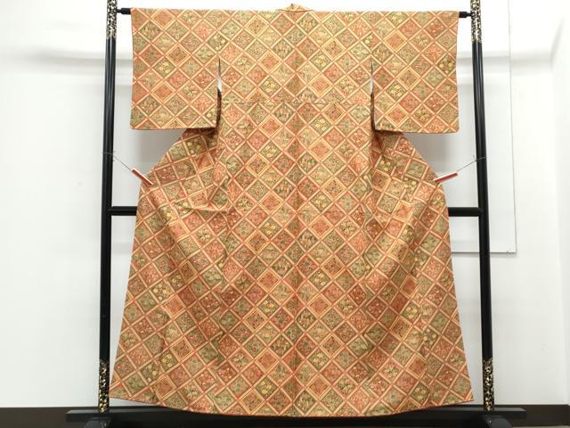 平和屋着物■上質な小紋 紬地 天井花文 正絹 逸品 CABF1739th