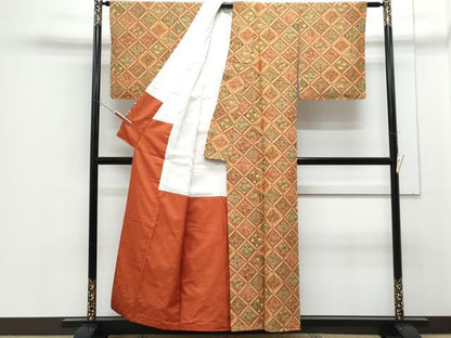平和屋着物■上質な小紋 紬地 天井花文 正絹 逸品 CABF1739th