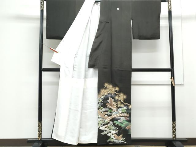 平和屋着物■豪華黒留袖 手描き 風景文 金糸 正絹 逸品 CABF1740th