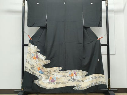 平和屋着物■豪華黒留袖 作家物 流水鴛鴦文 金彩 正絹 逸品 CABF1742th