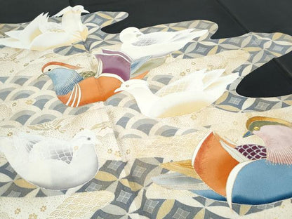 平和屋着物■豪華黒留袖 作家物 流水鴛鴦文 金彩 正絹 逸品 CABF1742th