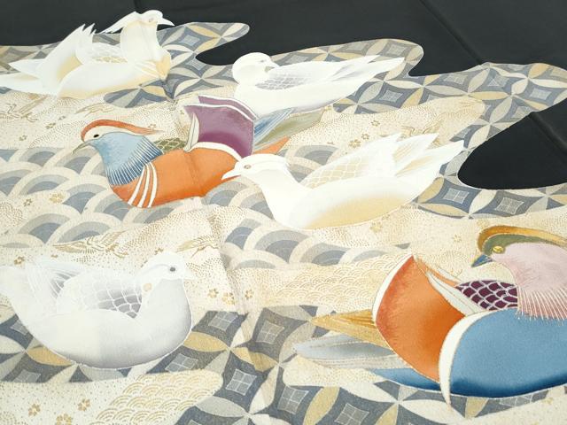 平和屋着物■豪華黒留袖 作家物 流水鴛鴦文 金彩 正絹 逸品 CABF1742th