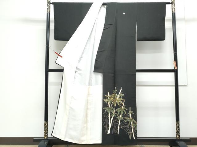 平和屋着物■豪華黒留袖 駒刺繍 笹竹文 金銀彩 正絹 逸品 CABF1743th