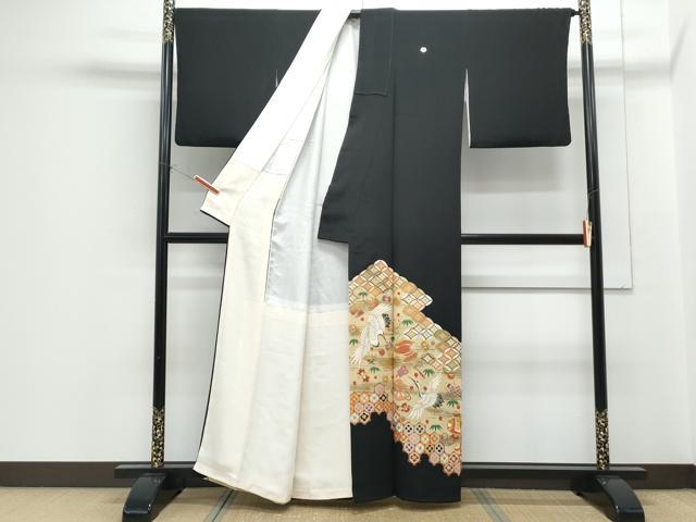 平和屋着物■豪華黒留袖 駒刺繍 宝尽くし飛鶴文 金彩 正絹 逸品 CABF1745th