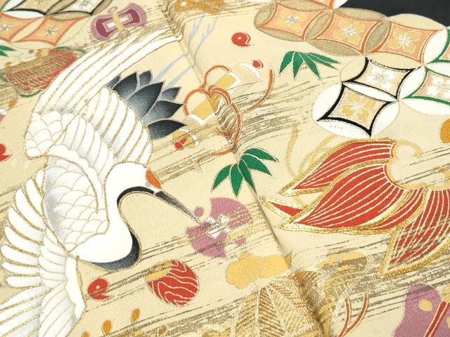 平和屋着物■豪華黒留袖 駒刺繍 宝尽くし飛鶴文 金彩 正絹 逸品 CABF1745th