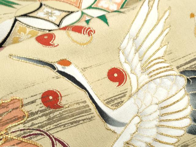 平和屋着物■豪華黒留袖 駒刺繍 宝尽くし飛鶴文 金彩 正絹 逸品 CABF1745th