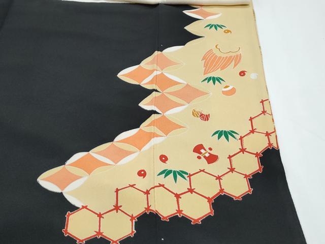 平和屋着物■豪華黒留袖 駒刺繍 宝尽くし飛鶴文 金彩 正絹 逸品 CABF1745th