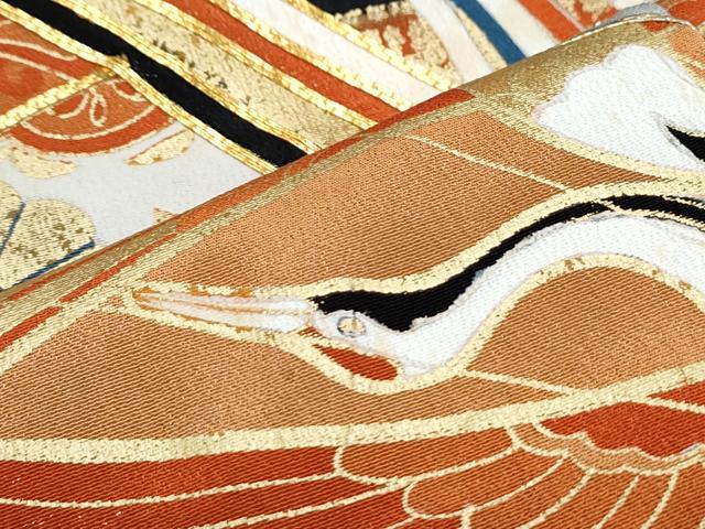 平和屋着物■豪華黒留袖 駒刺繍 扇面飛鶴花文 金彩 正絹 逸品 CABF1746th