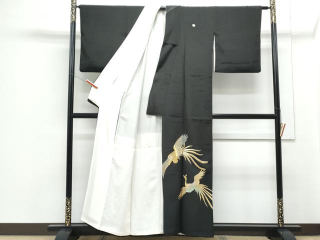 平和屋着物■豪華黒留袖 刺繍 鳳凰 金彩 正絹 逸品 CABF1747th