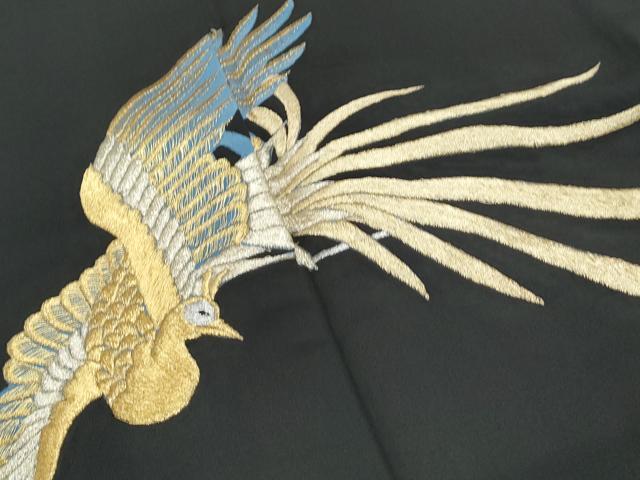 平和屋着物■豪華黒留袖 刺繍 鳳凰 金彩 正絹 逸品 CABF1747th