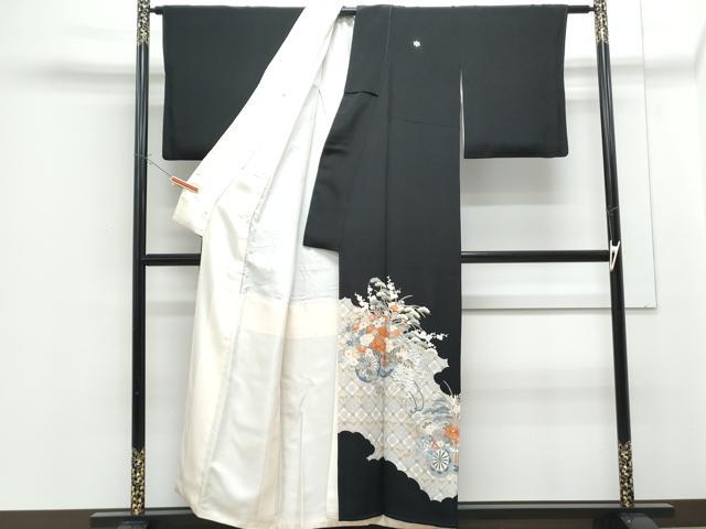 平和屋着物■豪華黒留袖 駒刺繍 花車文 金彩 正絹 逸品 CABF1748th