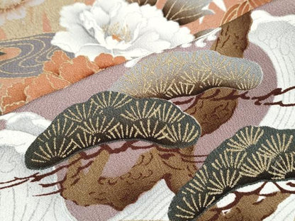 平和屋着物■豪華黒留袖 扇面花文 金彩 正絹 逸品 CABF1749th
