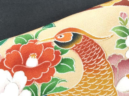 平和屋着物■豪華黒留袖 地紙孔雀花文 金彩 正絹 逸品 CABF1751th