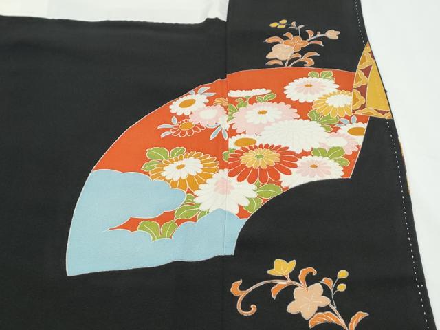 平和屋着物■豪華黒留袖 地紙孔雀花文 金彩 正絹 逸品 CABF1751th
