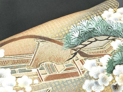 平和屋着物■豪華黒留袖 作家物 手描き エ霞風景文 金彩 正絹 逸品 CABF1752th