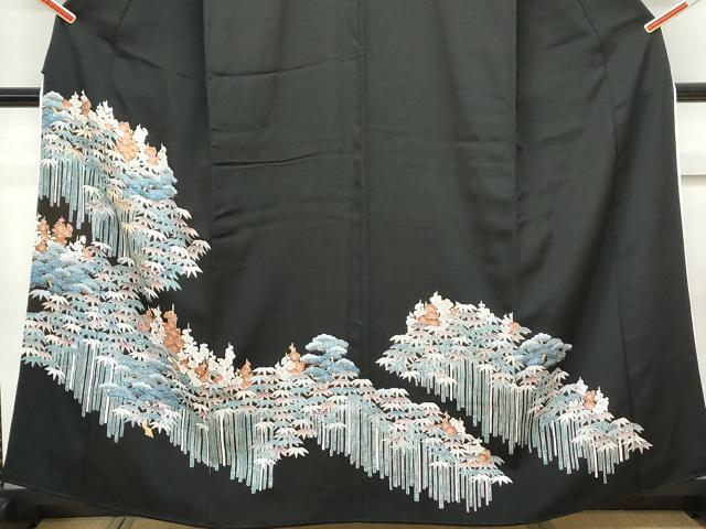 平和屋着物■豪華黒留袖 駒刺繍 松竹梅 正絹 逸品 CABF1753th