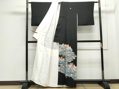 平和屋着物■豪華黒留袖 駒刺繍 松竹梅 正絹 逸品 CABF1753th