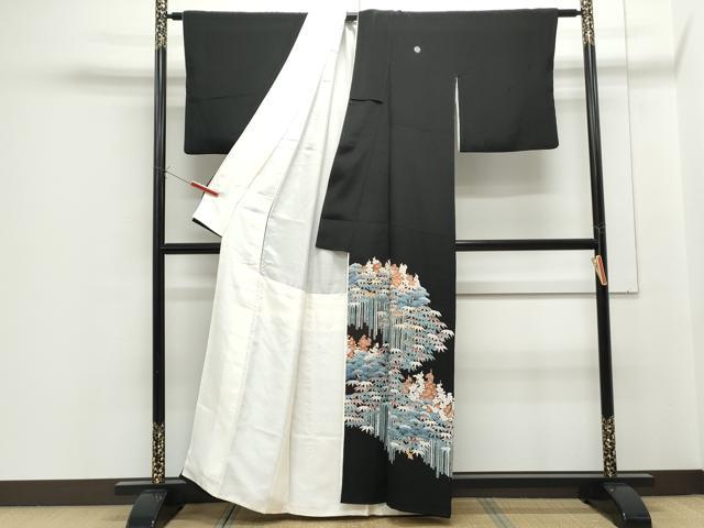 平和屋着物■豪華黒留袖 駒刺繍 松竹梅 正絹 逸品 CABF1753th