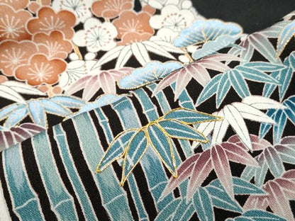 平和屋着物■豪華黒留袖 駒刺繍 松竹梅 正絹 逸品 CABF1753th