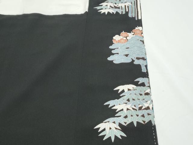 平和屋着物■豪華黒留袖 駒刺繍 松竹梅 正絹 逸品 CABF1753th