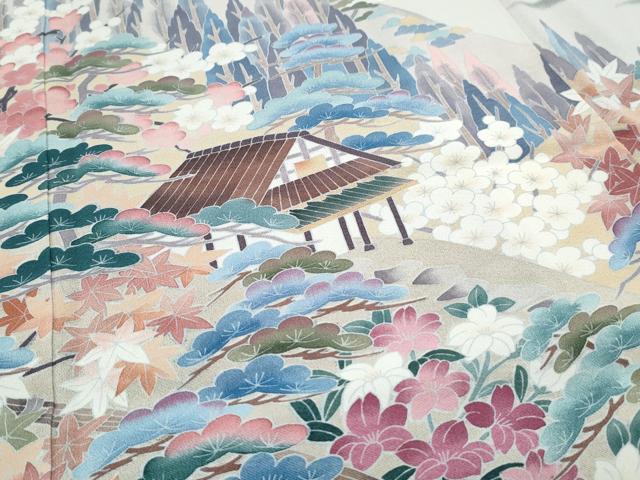 平和屋着物■豪華黒留袖 友禅 作家物 遠山風景文 暈し染め 正絹 逸品 CABF1754th