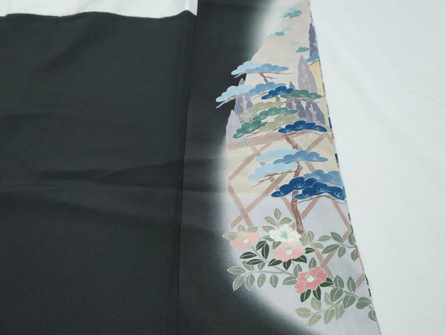 平和屋着物■豪華黒留袖 友禅 作家物 遠山風景文 暈し染め 正絹 逸品 CABF1754th
