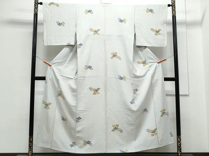 平和屋着物■上質な小紋　型染め　草花文　正絹　逸品　CABF1762th