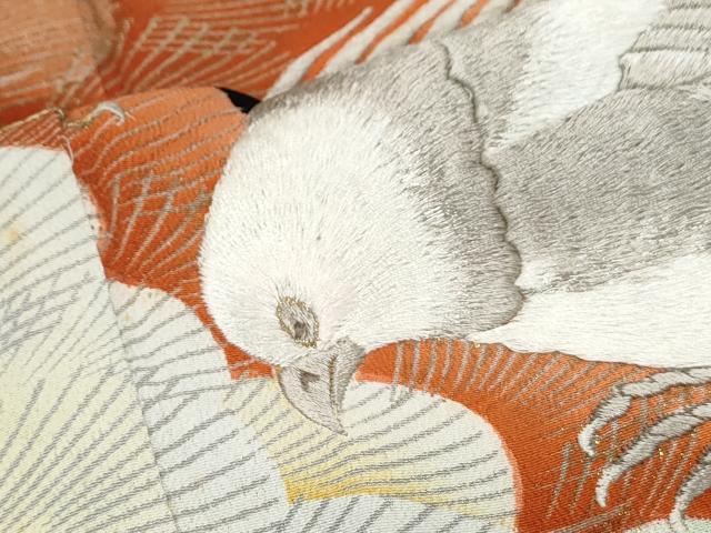 平和屋着物■豪華黒留袖　刺繍　尾長鳥　金彩　正絹　逸品　CABF1764th