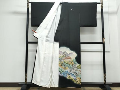 平和屋着物■豪華黒留袖　作家物　風景文　暈し染め　正絹　逸品　CABF1771th