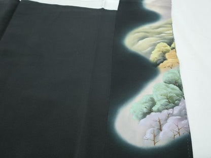 平和屋着物■豪華黒留袖　作家物　風景文　暈し染め　正絹　逸品　CABF1771th