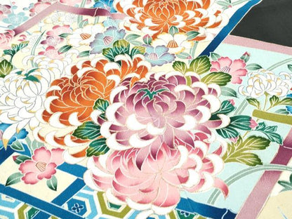 平和屋着物■豪華黒留袖 草花文 金彩 正絹 逸品 CABF1772th