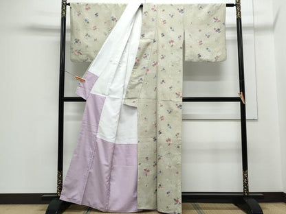 平和屋着物■小紋　草花文　洗える着物　CABF1786th
