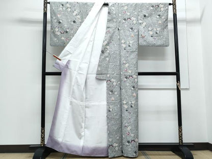 平和屋着物■小紋　花蝶文　金彩　洗える着物　CABF1789th