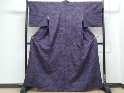 平和屋着物■上質な紬　80亀甲　風景文　正絹　逸品　CABF1796th