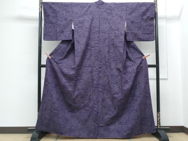 平和屋着物■上質な紬　80亀甲　風景文　正絹　逸品　CABF1796th