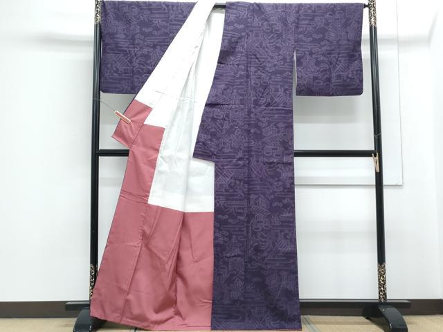 平和屋着物■上質な紬　80亀甲　風景文　正絹　逸品　CABF1796th