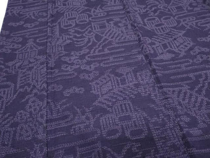平和屋着物■上質な紬　80亀甲　風景文　正絹　逸品　CABF1796th