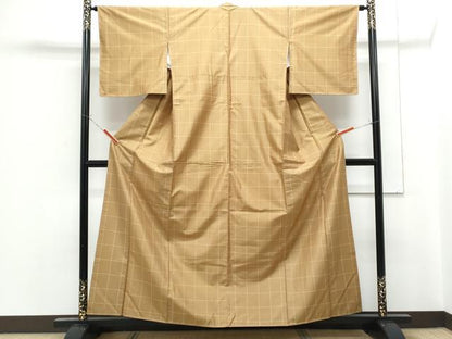 平和屋着物■本場縞大島紬　格子文　正絹　逸品　CABF1815th