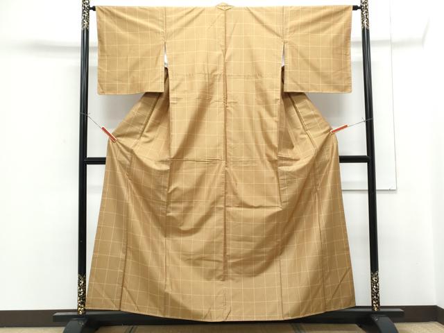 平和屋着物■本場縞大島紬　格子文　正絹　逸品　CABF1815th