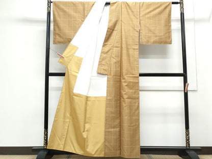 平和屋着物■本場縞大島紬　格子文　正絹　逸品　CABF1815th