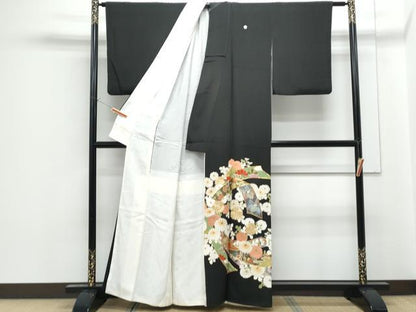 平和屋着物■豪華黒留袖　駒刺繍　熨斗花文　金彩　正絹　逸品　CABF1820th