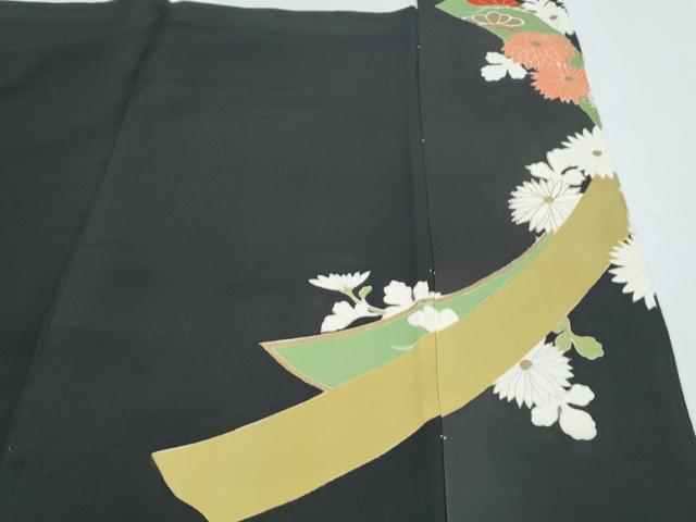 平和屋着物■豪華黒留袖　駒刺繍　熨斗花文　金彩　正絹　逸品　CABF1820th