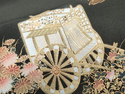 平和屋着物■豪華黒留袖　御所車風景文　金彩　正絹　逸品　CABF1822th
