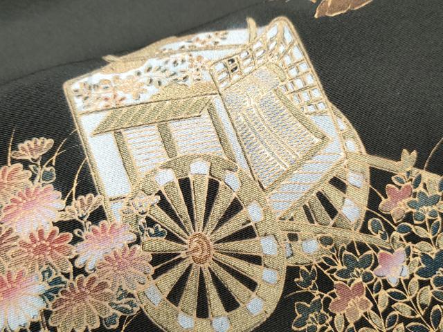 平和屋着物■豪華黒留袖　御所車風景文　金彩　正絹　逸品　CABF1822th