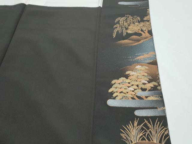 平和屋着物■豪華黒留袖　御所車風景文　金彩　正絹　逸品　CABF1822th
