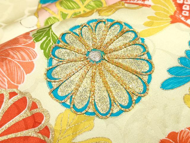 平和屋着物■豪華振袖　駒刺繍　エ霞草花丸文　暈し染め　金彩　正絹　逸品　CABF1827th