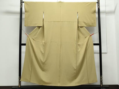 平和屋着物■上質な色無地　抹茶色　正絹　逸品　CABF1836th