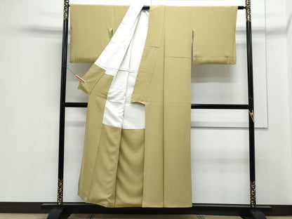 平和屋着物■上質な色無地　抹茶色　正絹　逸品　CABF1836th