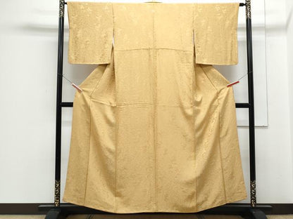 平和屋着物■上質な色無地　樹林地紋　卵色　正絹　逸品　CABF1841th